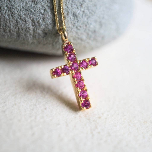 Hannah San Ruby Cross Pendant from hannahsan.com