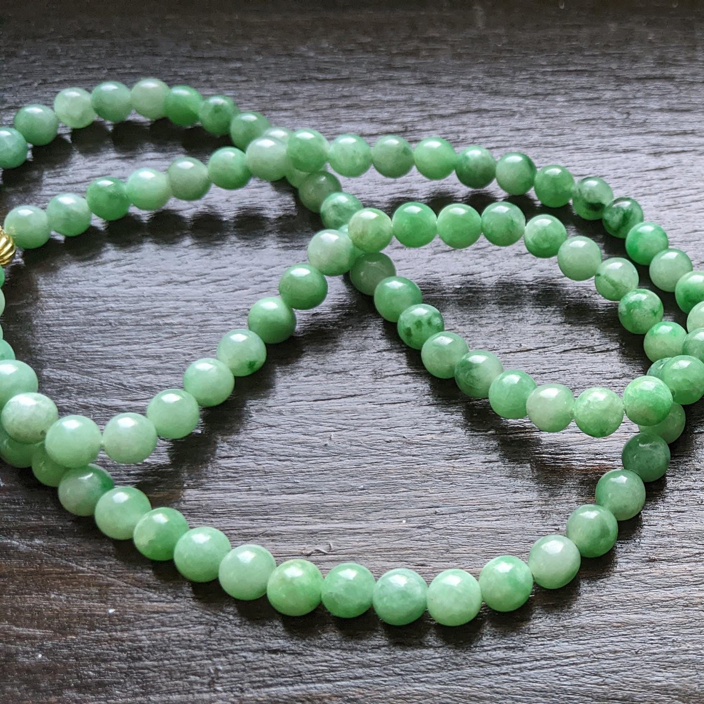 Genuine Burma Type A Jade Bead Bracelet - Light Green