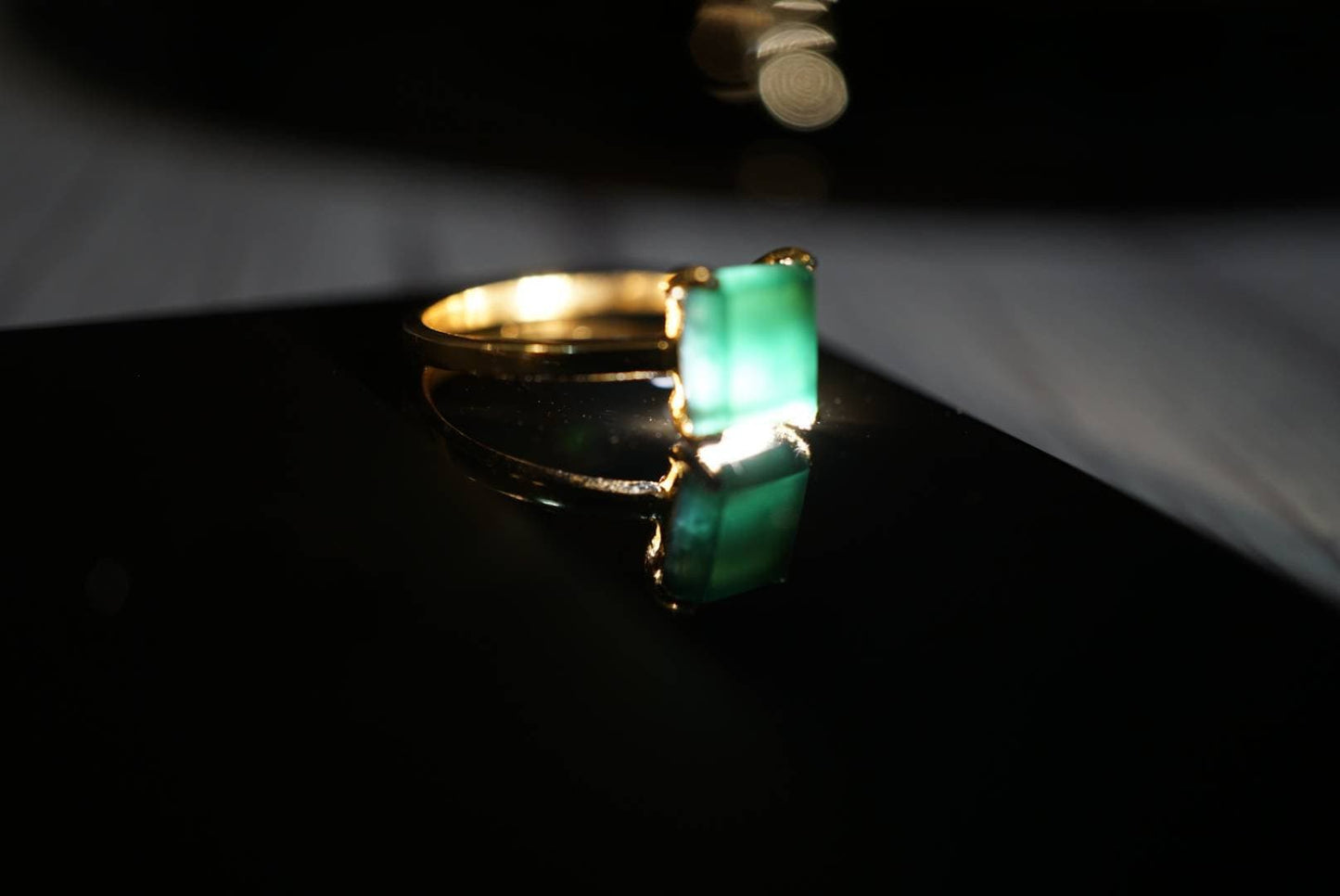 Black Jade 18K Gold Ring, Natural Type A Jadeite