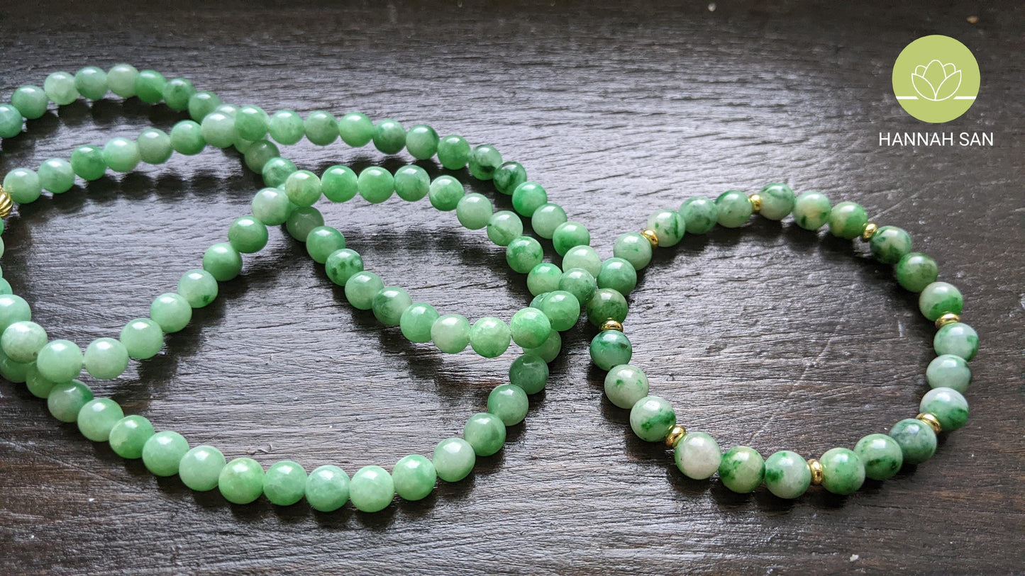 Genuine Burma Type A Jade Bead Bracelet - Light Green