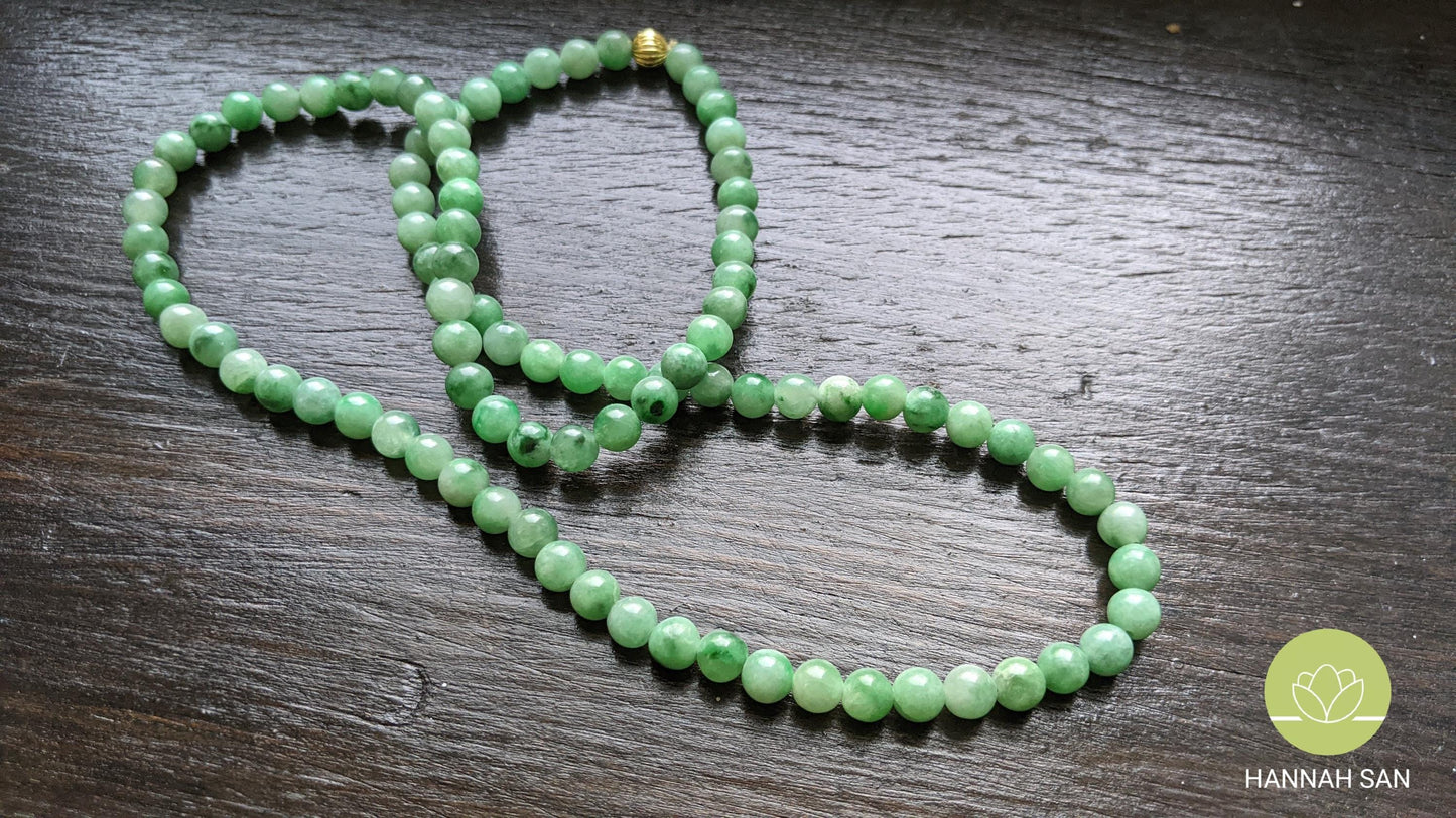 Genuine Burma Type A Jade Bead Bracelet - Light Green