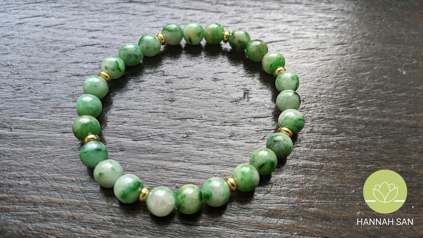 Genuine Burma Type A Jade Bead Bracelet - Light Green