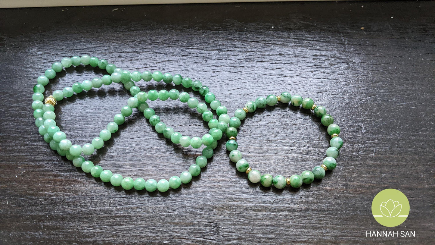 Genuine Burma Type A Jade Bead Bracelet - Light Green